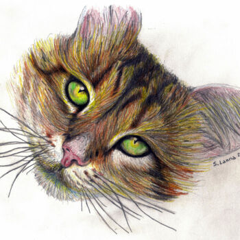 Pintura titulada "Miao" por Sergio Lanna (Sir Joe), Obra de arte original, Conté