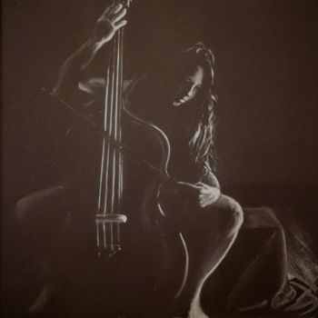 Disegno intitolato "Cello" da Sergio Leone, Opera d'arte originale, Carbone
