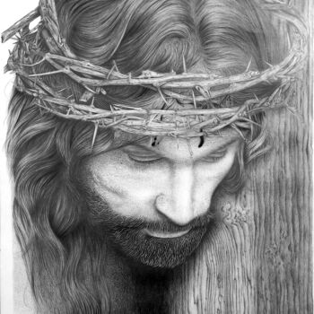 Dibujo titulada "Jesus crucificado" por Sergio Macedo Cardoso, Obra de arte original, Lápiz