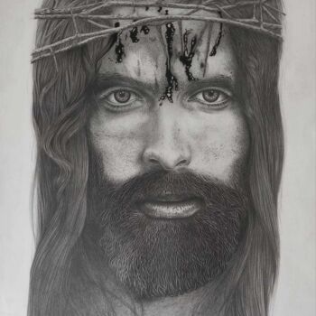Dibujo titulada "Jesus crucificado I…" por Sergio Macedo Cardoso, Obra de arte original, Lápiz