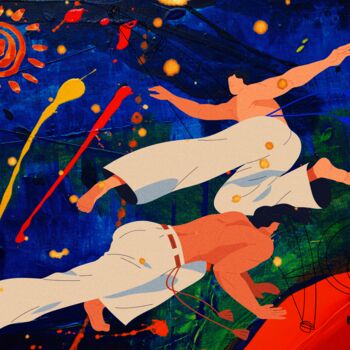 Digitale Kunst getiteld "Capoeira" door Sérgio Miranda, Origineel Kunstwerk, Digitale collage