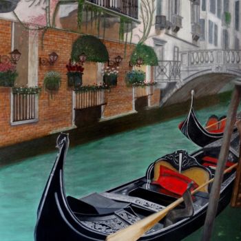 Pintura intitulada "Gondola - Venice" por Sergio Moreira, Obras de arte originais, Acrílico