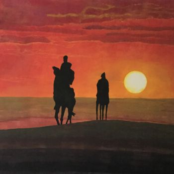 Peinture intitulée "Deserto al tramonto" par Sergio Repossini, Œuvre d'art originale, Acrylique