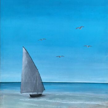 Painting titled "Caribbean Sea in Me…" by Sergio Repossini, Original Artwork, Acrylic Mounted on Wood Stretcher frame