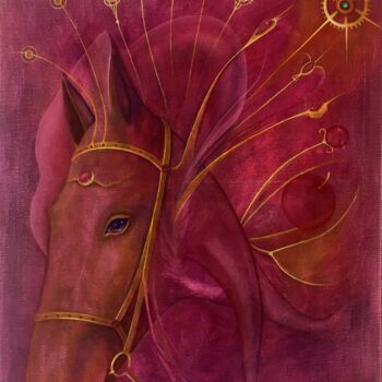 Painting titled "Розовый конь" by Sergio Shubin, Original Artwork, Oil