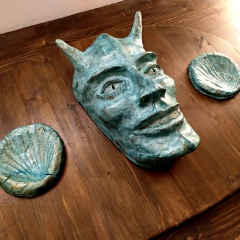 Sculpture titled "Matris Mores" by Sergio Tripodi, Original Artwork, Terra cotta Mounted on Wood Panel