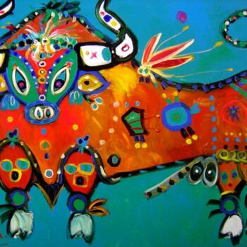 绘画 标题为“Toro de Quinta Norm…” 由Sergio Vergara, 原创艺术品, 油