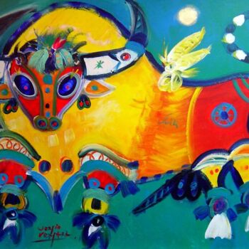Malerei mit dem Titel "El Toro Emilio..." von Sergio Vergara, Original-Kunstwerk, Öl