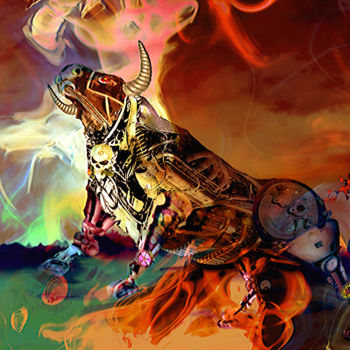 Arts numériques intitulée "Toro Machine" par Sergio, Œuvre d'art originale, Peinture numérique