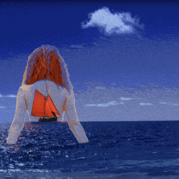 Digitale Kunst mit dem Titel "Mirage sur l'Océan" von Sergio, Original-Kunstwerk, Digitale Malerei