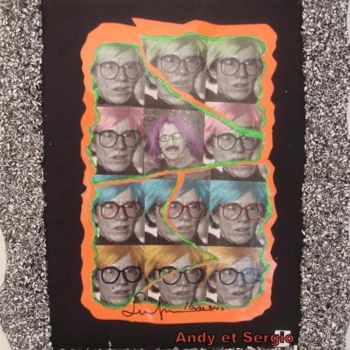 「Andy Warhol et Serg…」というタイトルの絵画 Katherine Icardi-Lazareffによって, オリジナルのアートワーク, オイル