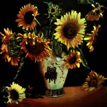Pintura titulada "Sunflowers (Girasol…" por Sergio Santander, Obra de arte original, Oleo