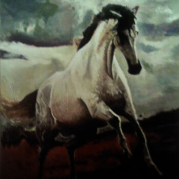 Painting titled "The blind horse.jpg" by Sergio Santander, Original Artwork, Oil