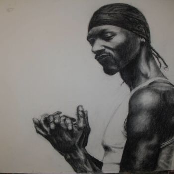 Dessin intitulée "Snoop dog" par Ujvarosi, Œuvre d'art originale, Fusain