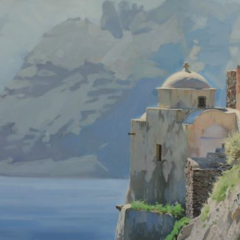 Painting titled "SANTORINI CASTRO" by Sergiy Oleksa, Original Artwork, Oil