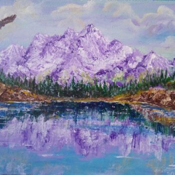 Peinture intitulée "Озеро в горах" par Sergiy Tsymbalov, Œuvre d'art originale, Acrylique