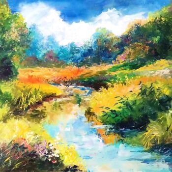Painting titled "Painting "Quiet Riv…" by Sergiy Tsymbalov, Original Artwork, Oil
