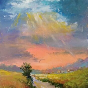 Malerei mit dem Titel "Painting "Road"" von Sergiy Tsymbalov, Original-Kunstwerk, Öl