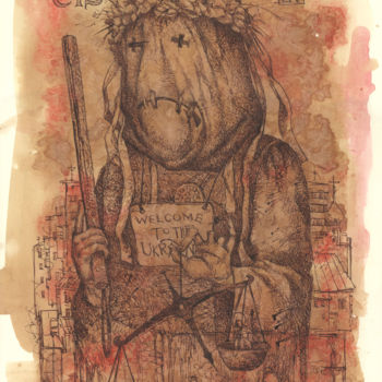 Disegno intitolato "CIS" da Serg Louki, Opera d'arte originale, Inchiostro