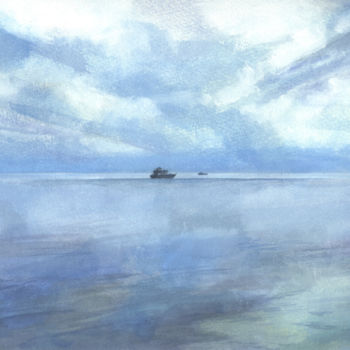 Картина под названием "Queit Sea" - Serg Louki, Подлинное произведение искусства, Акварель