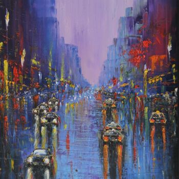 Peinture intitulée "Rain Jazz" par Serguei Borodouline, Œuvre d'art originale, Huile