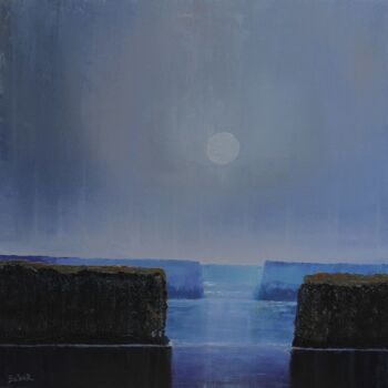 Painting titled "Blinding Moon-II" by Serguei Borodouline, Original Artwork, Oil