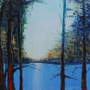 Painting titled "Icy Pond" by Serguei Borodouline, Original Artwork, Oil