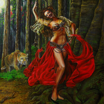 Painting titled "Танец для леопарда" by Serhii Belotserkovskyi, Original Artwork, Oil