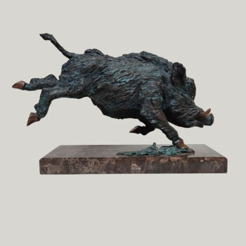 Sculpture titled "Boar" by Serhii Brylov, Original Artwork, Bronze