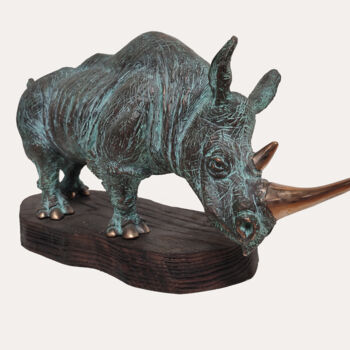 Sculpture titled "Rhino(a)" by Serhii Brylov, Original Artwork, Bronze