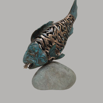 Sculpture intitulée "Key fish" par Serhii Brylov, Œuvre d'art originale, Bronze