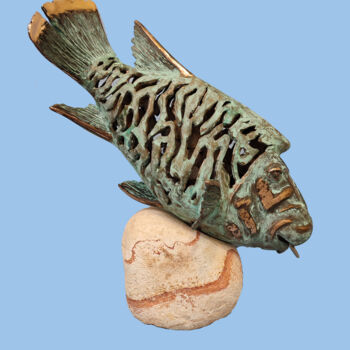 Sculpture intitulée "Fish-Napoleon" par Serhii Brylov, Œuvre d'art originale, Bronze