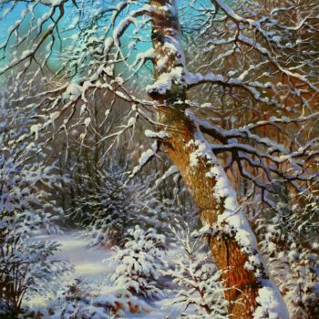 Painting titled "Wet Snow" by Serhii Kapran, Original Artwork, Oil