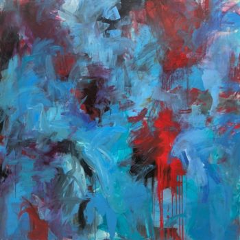 Pittura intitolato "Abstract Blue Paint…" da Serhii Sakharov, Opera d'arte originale, Acrilico Montato su Telaio per barella…