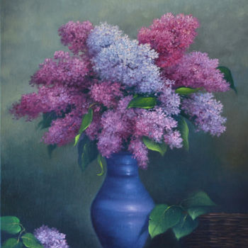 Peinture intitulée "Lilac bouquet" par Serhii Stoev, Œuvre d'art originale, Huile