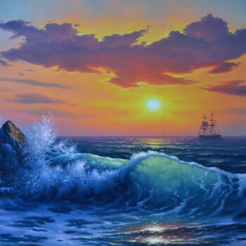 Картина под названием "Oil Painting-Wave o…" - Serhii Stoev, Подлинное произведение искусства, Масло