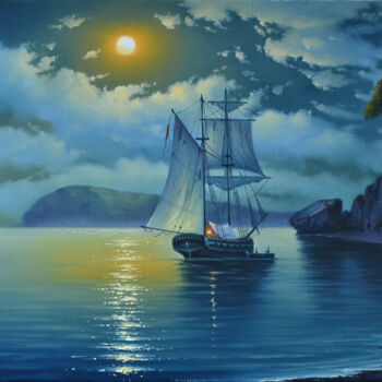 Painting titled "Oil Painting-"Sea b…" by Serhii Stoev, Original Artwork, Oil