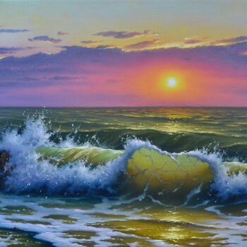 Картина под названием "Oil painting ocean…" - Serhii Stoev, Подлинное произведение искусства, Масло