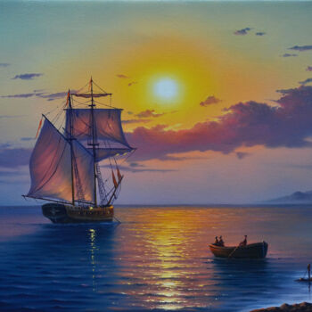 Painting titled "Seascape,canvas oil…" by Serhii Stoev, Original Artwork, Oil