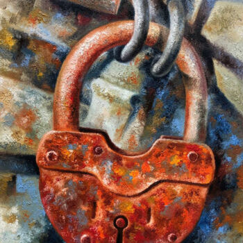 Peinture intitulée "Old lock" par Serhii Voichenko, Œuvre d'art originale, Huile