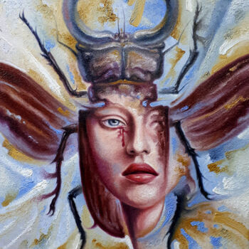 Картина под названием "Beetle Woman" - Serhii Voichenko, Подлинное произведение искусства, Масло