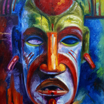 Malerei mit dem Titel "Colorful mask of Tr…" von Serhii Voichenko, Original-Kunstwerk, Öl
