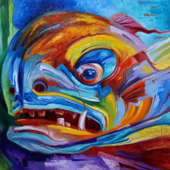 Malarstwo zatytułowany „Rainbow trout” autorstwa Serhii Voichenko, Oryginalna praca, Olej