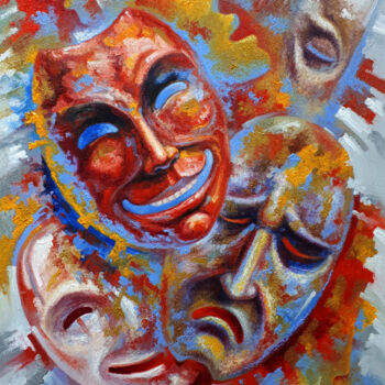 Peinture intitulée "7 masks" par Serhii Voichenko, Œuvre d'art originale, Huile
