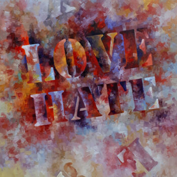Pittura intitolato "LOVE-HATE" da Serhii Voichenko, Opera d'arte originale, Olio