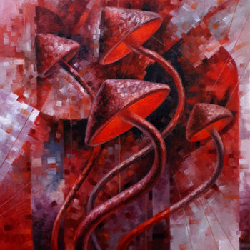 "Red in gray" başlıklı Tablo Serhii Voichenko tarafından, Orijinal sanat, Petrol