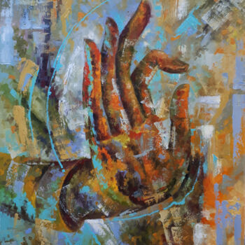 Painting titled "Buddha hand" by Serhii Voichenko, Original Artwork, Oil