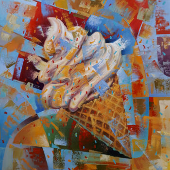 Картина под названием "Splash ice cream" - Serhii Voichenko, Подлинное произведение искусства, Масло