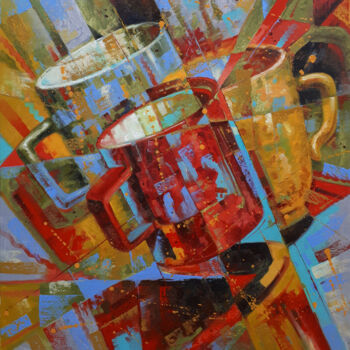 Pittura intitolato "Three cups" da Serhii Voichenko, Opera d'arte originale, Olio