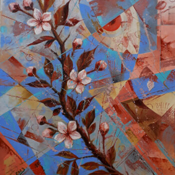Pittura intitolato "Spring tree" da Serhii Voichenko, Opera d'arte originale, Olio